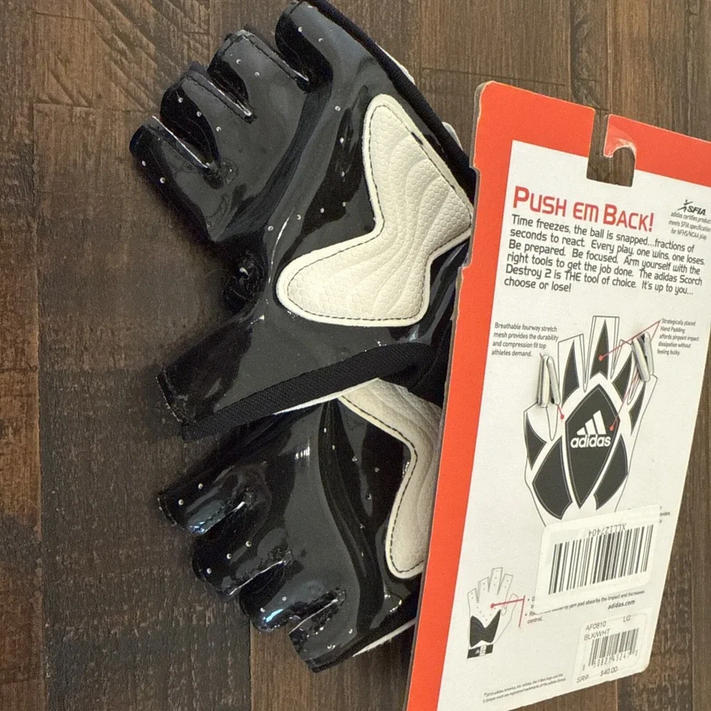 ADIDAS Scorch Destroy 2 Half Youth Large Black White Football Linemans Gloves $